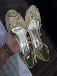 Embellished Gold Heels