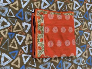 Orange Saree with Blue Blouse