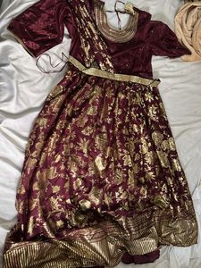 Maroon & Gold Embroidered Lehenga Choli