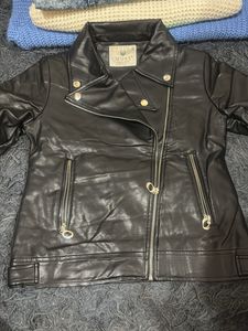 Classic Black Faux Leather Biker Jacket