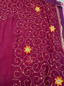 Maroon Embroidered Saree