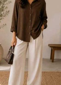 Chic Brown Oversized Collared Shirt