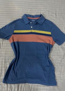 Blue Striped Polo T-Shirt