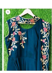 Elegant Embroidered Navy Blue Dress