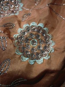 Orange Embroidered Silk ethnic skirt