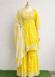 Elegant Yellow Kurta Sharara Set