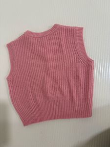 Pink Knit Vest Sweater Top
