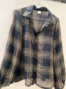 Chic Plaid Sheer Button-Up Shirt