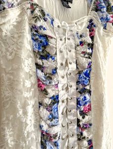 Floral Lace-Up corset style top