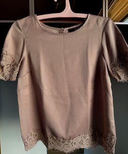 Elegant Lace Trim Satin Top