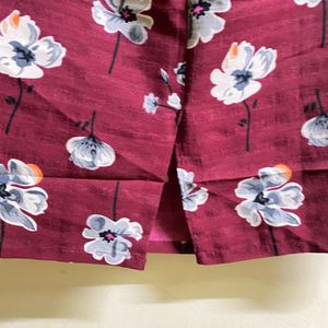 Burgundy Floral Midi Skirt