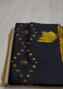Elegant Silk Saree with Elephant Border