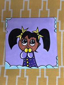 Cute Cartoon Girl Painting