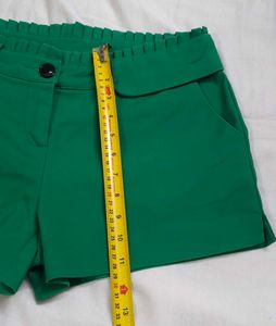Emerald Green Tailored Paperbag Shorts