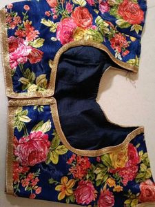 Navy Blue Floral Print Blouse
