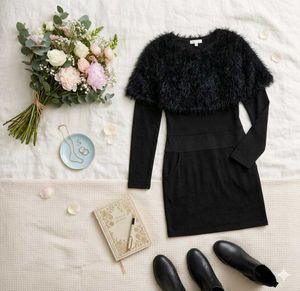 Chic Black Mini Dress with Furry Overlay