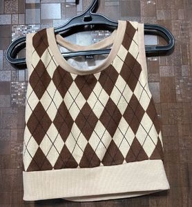 Argyle Knit Vest Top