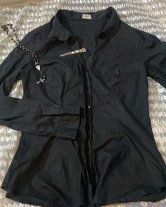 y2k Classic Black Button-Down Shirt