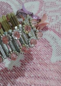 Cute Pink Beaded Charm Bracelet