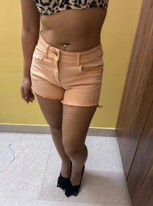 cute peach Denim shorts