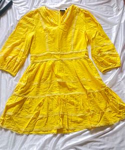 Rareism Yellow Tiered Mini Dress
