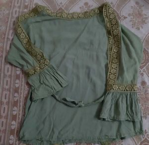 Embroidered Light Green top