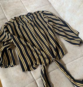 Striped Tie-Front Blouse top