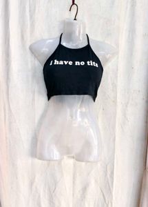 8810. Black Graphic Crop Top