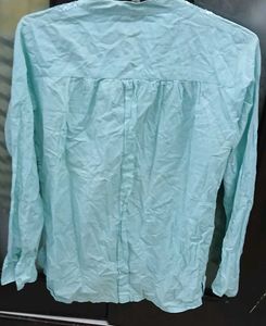 Light Blue Sequin Yoke Button-Up Shirt