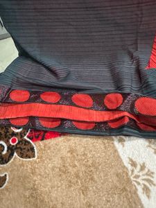 Elegant Red &amp; Black Saree Super Stylish
