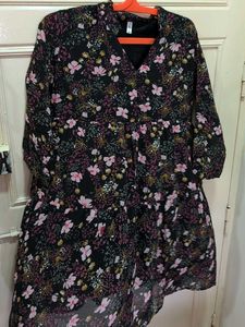 Chic Black Floral Print Dress