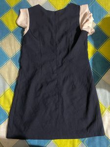 Chic Navy Dress with Sheer Sleeves