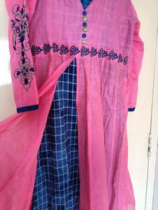 Pink Embroidered Anarkali Kurti