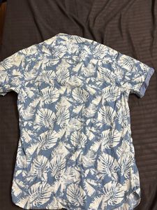 Men's Leaf Print Short Sleeve Shirt