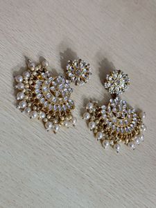 Elegant Pearl & Stone Dangle Earrings