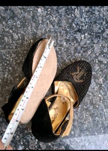 Sparkly Black &amp; Gold Ballerinas