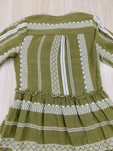 Chic Olive Green Embroidered Dress