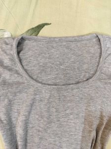 Grey Square Neck Bodysuit