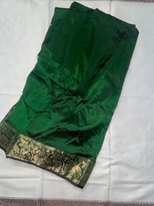 Elegant Green Saree with Gold Border