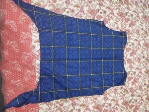 Geometric Blue Plaid Sleeveless Top