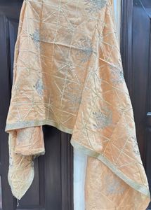 Peach Embroidered Kurta Set with Dupatta