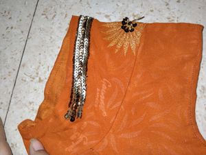 Orange Embroidered Blouse with Sequins