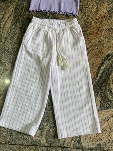 Cute Lavender Top &amp; Striped Pants Set