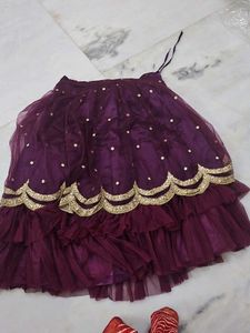 Elegant Purple Layered Lehenga Skirt
