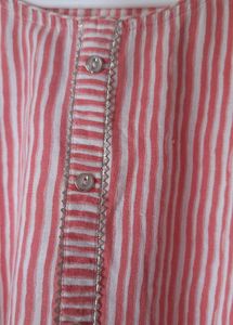 Striped Red Cotton Kurti