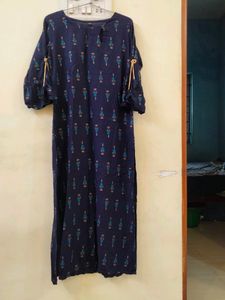 Viscose Rayon Straight Kurta (Blue)