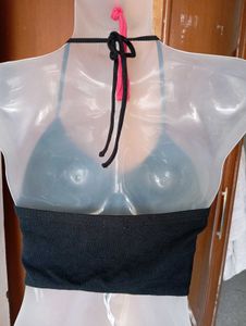 Black Halter Neck Crop Top