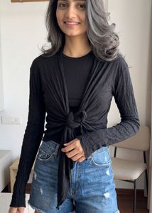 Black Tie Front Cardigan