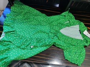 Green Polka Dot Wrap Dress
