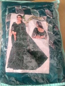 Elegant Emerald Green Sequined Saree